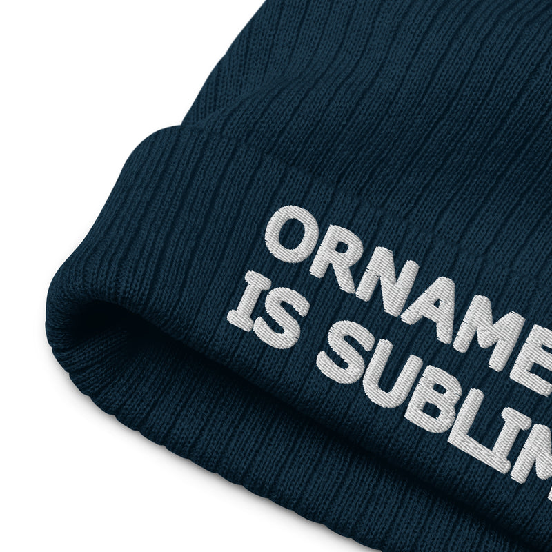 Ornament Is Sublime Ribbed Knit Beanie