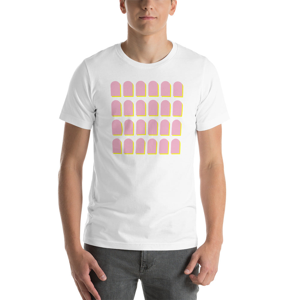 Pink and Yellow Arches Unisex Cotton Shirt